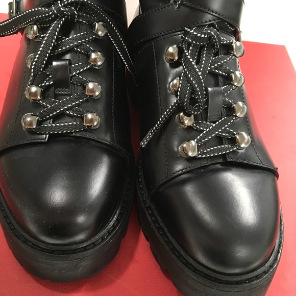 Valentino Combat Moto  Boots Black Silver Studs sz 37/7 US Excellent  w/box - Picture 10 of 16